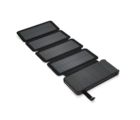 Повербанк 12000 mAh Solar, (5V / 200mA), 2xUSB, 5V / 1A / 2.1A, USB microUSB, ударо захищений прогумований