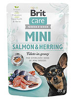 Влажный корм Brit Care Dog Mini Fillets In Gravy с лососем и сельдью для стерилизованных собак 85 г