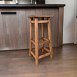 Високий барний табурет ПАБ Лаундж дерев'яний з масиву дерева Вільха 85 см, фото 5