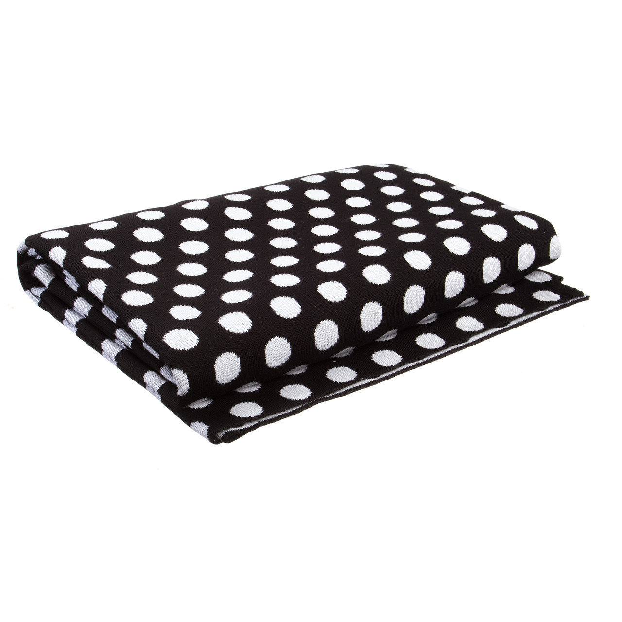 Плед в'язаний Ohaina Polka dot 220x190 cotton Black//White
