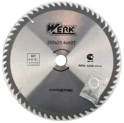 Пиляльний диск для дерева Werk 255х25.4*60 зуб.