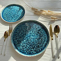 Тарелка керамическая Тотем синяя эмалированная