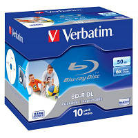 Диск BD Verbatim DL 50Gb 6x Jewel 10шт Wide Printabl 43736 DAS