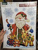 Новогодняя наклейка "Дед Мороз" Melinera - размер 39*30см, на водной основе