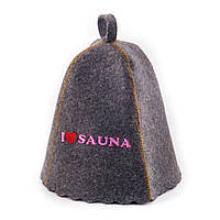 Банна шапка Luxyart "Я люблю сауну", натуральний сірий повсть (LA-267) dl