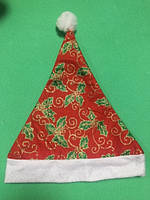 Новогодняя шапка с листочками блестящая для детей и взрослых - размер окружности около 56 см, текстиль