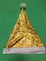 Новогодняя шапка золотая блестящая для детей и взрослых - размер окружности около 56 см, текстиль