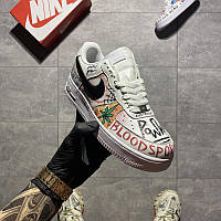 Мужские кроссовки Nike Air Force 1 Low Pauly x Vlone Pop, Найк Еір Форс Влон поп білі з оранжевим