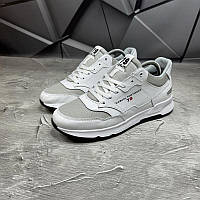 Мужские белые дышащие стильные кроссовки кожа с сеткой весна, лето,осень,весенне-летние,натуральная кожа/сетка