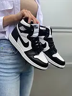 Женские кроссовки Nike Air Jordan 1 Retro High, кожа, черно-белый, Китай Найк Еір Джордан 1 Ретро Хай чорно-бі