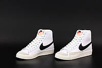 Женские кроссовки Nike Blazer Mid, белый, серый, черный, Вьетнам Найк Блазер Мід білі з сірим з чорним