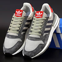 Мужские кроссовки Adidas ZX500, серый, красный, Вьетнам Адідас ЗІКС500 сірі з червоним