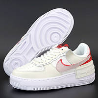 Женские кроссовки Nike Air Force 1 Low Shadow, кожа, белый, красный, желтый, Вьетнам 37