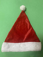 Новогодняя шапка с мехом для детей и взрослых -размер окружности около 56 см, текстиль красный