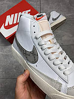 Женские кроссовки Nike Blazer Mid '77 Zebra (Белый) Найк Блейзер Зебра белые 36