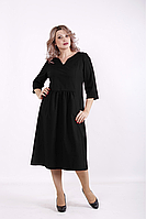 Черное льняное платье женское офисное миди повседневное большого размера 42-74. 01580-4