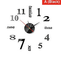 Часы настенные 3D, черные, оригинальные часы на стену, диаметр до 40 см, декор для дома, часы сделай сам
