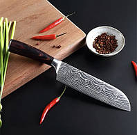 Кухонный нож Santoku для дома, нож для кемпинга и природы, 27,8 см, углеродистая сталь, коричневый