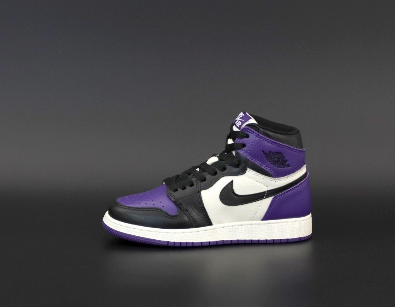 Женские кроссовки Nike Air Jordan 1 Retro High, Найк Еір Джордан 1 ретро хай чорні з фіолетовим - фото 5 - id-p2188215588