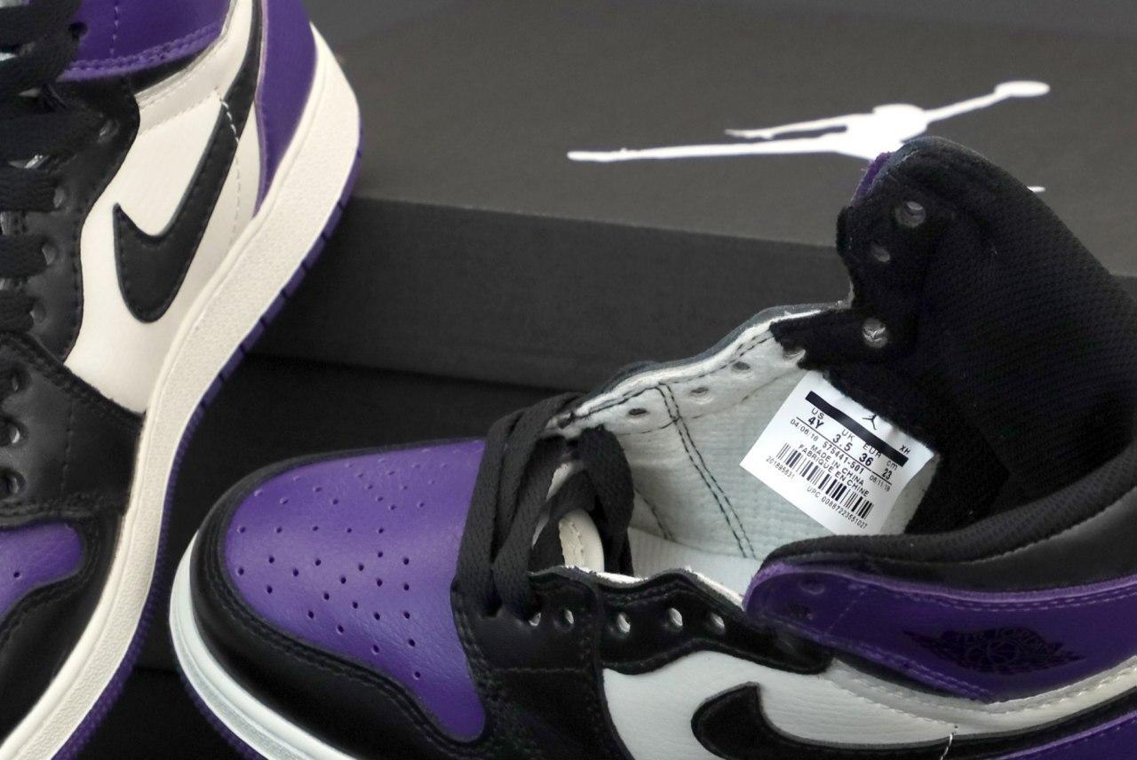 Женские кроссовки Nike Air Jordan 1 Retro High, Найк Еір Джордан 1 ретро хай чорні з фіолетовим - фото 8 - id-p2188215588