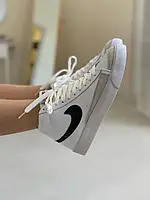 Женские кроссовки Nike Blazer Mid, белый, серый, черный, Вьетнам Найк Блазер Мід білі з сірим з чорним