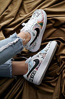 Женские кроссовки Nike Air Force 1 Low Pauly x Vlone Pop, кожа, Китай Найк Еір Форс білі розмальовані