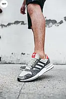 Мужские кроссовки Adidas ZX500, серый, красный, Вьетнам Адідас ЗІКС500 сірі з червоним