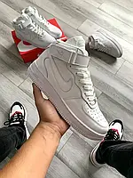 Мужские кроссовки Nike Air Force 1 Mid, кожа, белый, Вьетнам Найк Еір Форс 1 Мід шкіряні білі