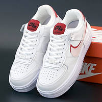 Женские кроссовки Nike Air Force 1 Shadow, кожа, белый, красный, Вьетнам 37