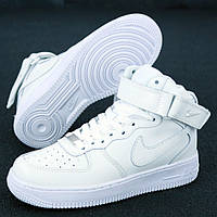 Женские кроссовки Nike Air Force 1 Mid, натуральная кожа, белый, Вьетнам 37