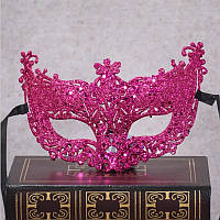 Маска карнавальная с блестками 22 на 10 см розовый