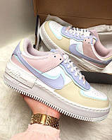 Женские кроссовки Nike Air Force 1 Shadow, кожа, белый, розовый, фиолетовый, Китай 37