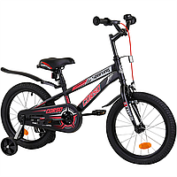 Велосипед детский Corso R-16119 16" черный с дополнительными колесами