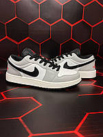 Nike Air Jordan 1 Low Grey White (кожа, текстиль) (Топ якість) Чоловічі Кросівки, Мужская обувь 42(26,5см)