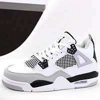 Мужские кроссовки Nike Air Jordan 4 Retro, кожа, белый, серый, черный, Вьетнам 42
