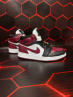 Air Jordan 1 mid se black dark beetroot (кожа) (Топ якість) Чоловічі Кросівки, Мужская обувь 42(26,5)