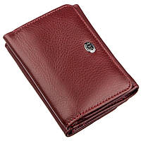 Компактный женский бумажник на кнопке ST Leather 18885 Темно-красный dl