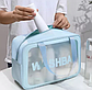 Косметичка органайзер для косметики блакитна прозора з еко-шкіри Washbag 31х20х12 см з ручками дорожня, фото 5