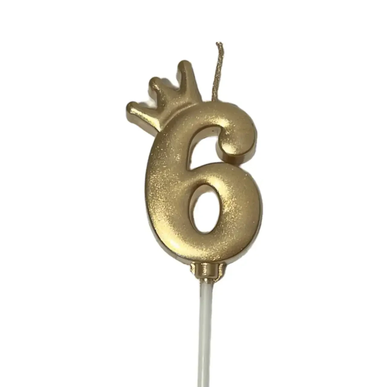 Свічки на торт. Цифра з короною - золото "6", фото 1