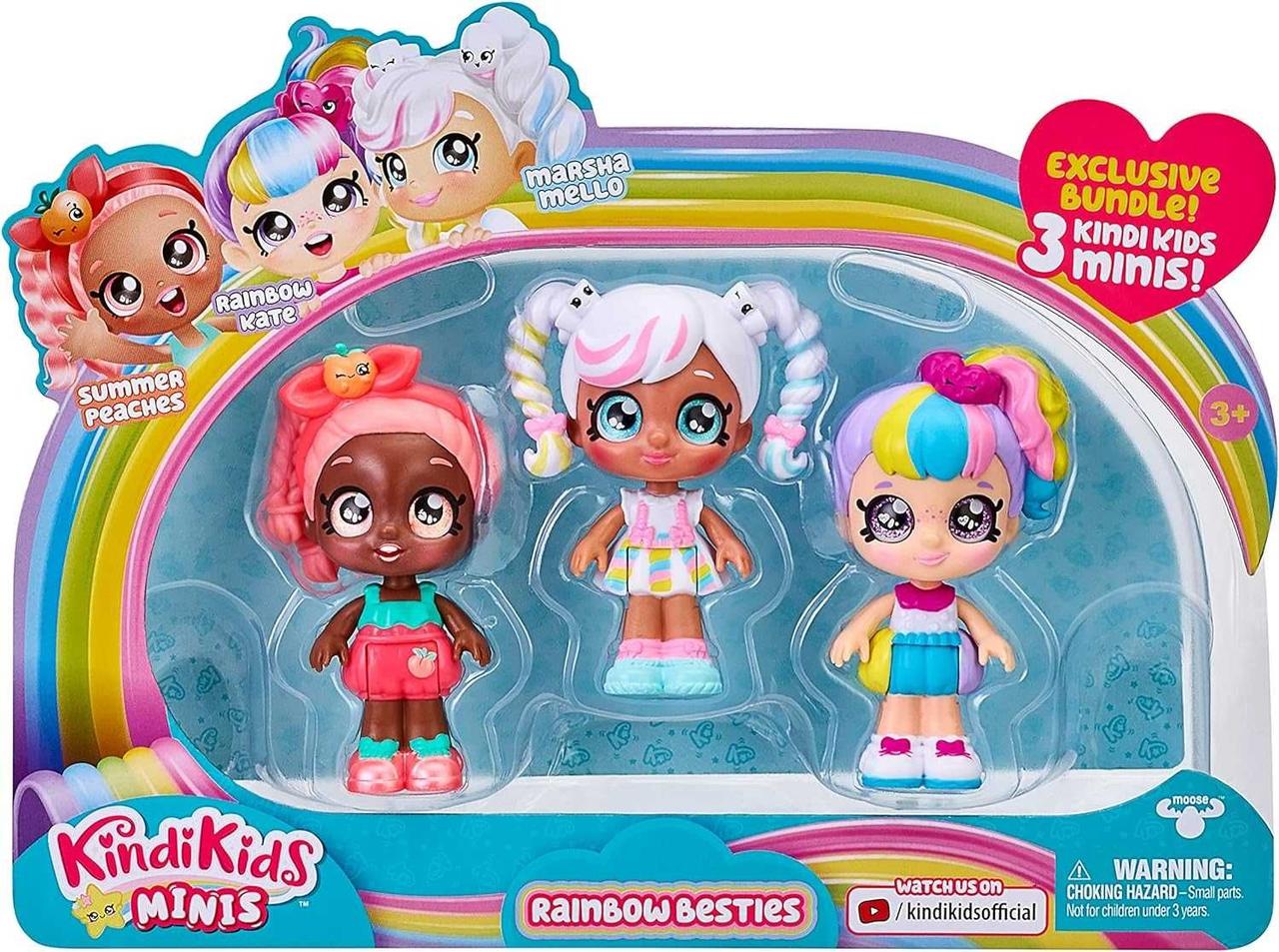 Kindi Kids Minis Кінді Кідс 3 міні ляльки Маршу, Персик і Веселка Кейт