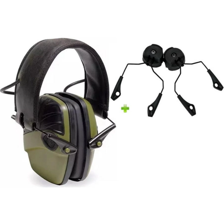 Активні стрілецькі навушники Perfect ProTac Plus Олива з кріпленням на шолом каску COSMI