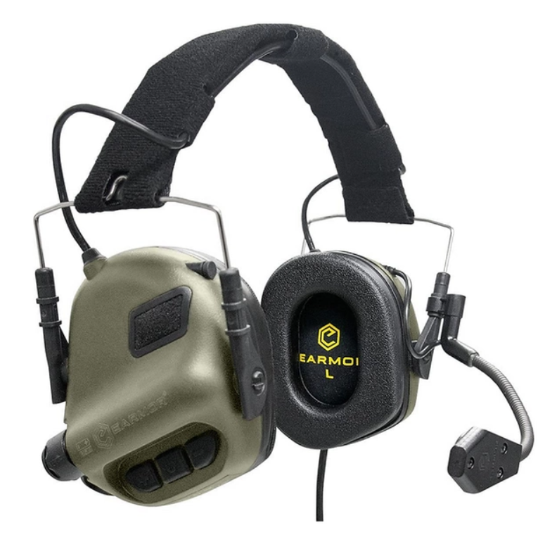 Активні стрілецькі навушники Earmor M32 Хакі з гарнітурою, Тактичні навушники COSMI