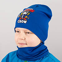 Детская шапка с хомутом КАНТА "Brawl Crow" размер 48-52 синий (OC-531) dl