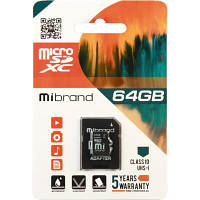 Карта памяти Mibrand 64GB microSDXC class 10 UHS-I MICDXU1/64GB-A DAS