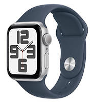 Apple Watch SE GPS 44mm aluminum silver | pcsormowy Blue belt sporty S/M