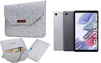 Чехол-сумка из войлока для планшета Samsung Galaxy Tab A7 Lite LTE (SM-T225), цвет темно-серый.