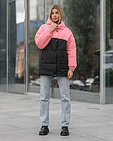 Женская зимняя куртка Staff короткая курточка ur black & pink Nestore Жіноча зимова куртка Staff курточка