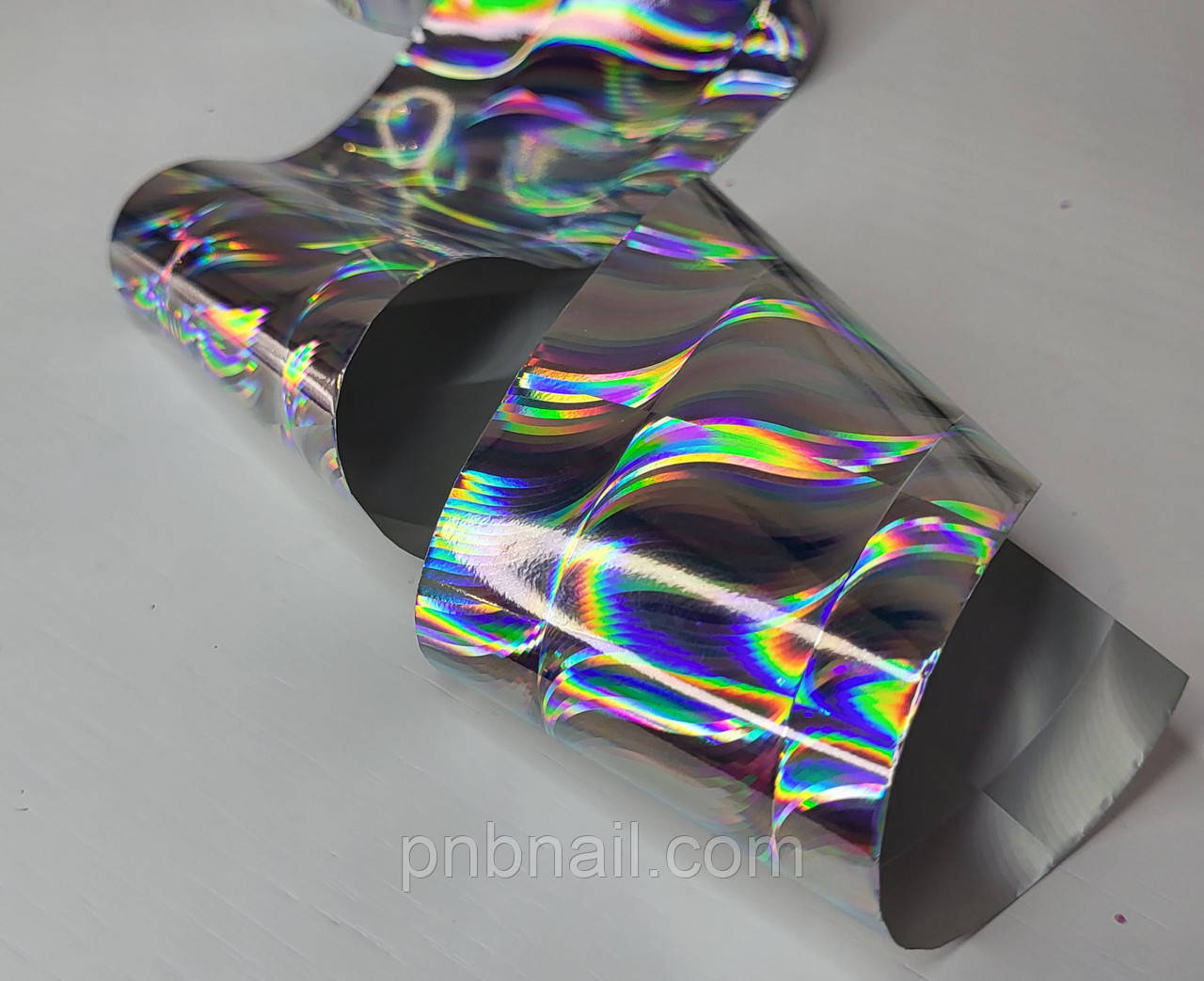 Фольга для дизайну нігтів, срібна хвиля / 1 м.
