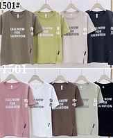Женская котоновая футболка рубчик НОРМА (один р-р: 42-46) 501 (в уп. разные расцветки) пр-во Китай.