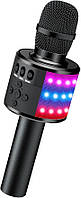 BONAOK Беспроводной караоке-микрофон Bluetooth со светодиодной подсветкой, 4 в 1